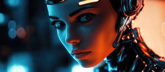 Poster - Robotic Cyber Woman showcasing a 3D rendering