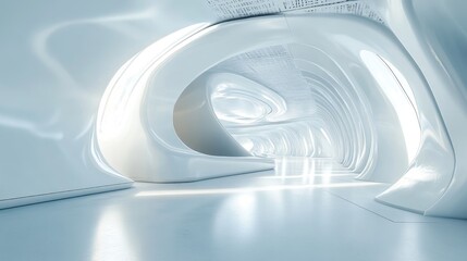Poster - Modern white architectural background featuring a futuristic design Interior space concept rendered in 3D