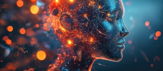 Poster - AI and artificial intelligence concept depicted through a 3D rendered conceptual image