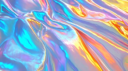 Poster - Abstract iridescent background with vibrant, colorful gradient hues blending seamless patterns creating a fluid and mesmerizing visual effect.