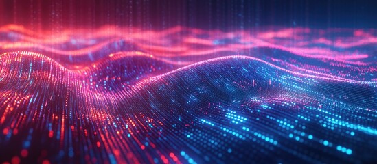 Aufkleber - Electric power energy wave motion blur large cloud data in a digital world technology background 3D futuristic IoT neon vibrant light abstract cyberspace backdrop