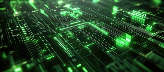 Aufkleber - Green futuristic background featuring cyber circuit technology concepts