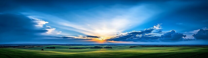Wall Mural - Tranquil Aerial View of Realistic Sunset with Clear Light and Sharp Focus in High Detail