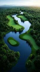 Wall Mural - Serene Golden Hour Sunset Landscape: A Realistic Overhead View with Sharp Clarity and Soft Mood in High Detail