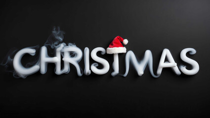 christmas word made of smoke on black background