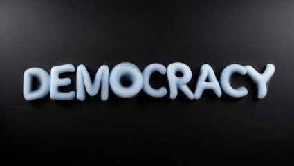 democracy word made of smoke on black background