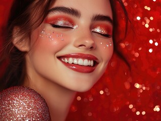 Wall Mural - Red Glitter Makeup