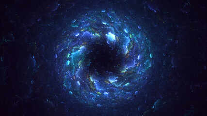 Poster - 3D manual rendering abstract multicolor fractal light background. Its not AI Generatd illustration.