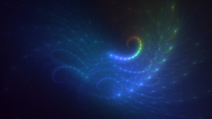 Poster - 3D manual rendering abstract multicolor fractal light background. Its not AI Generatd illustration.