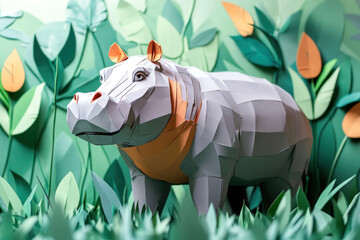 papercraft of hippopotamus