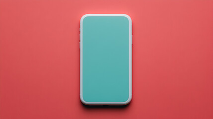 Wall Mural - Modern Smartphone Mockup on Coral Background