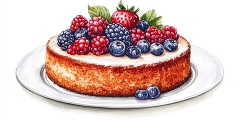 Delicious Berry Cheesecake: A Visual Treat of Creamy Goodness and Fresh Fruits