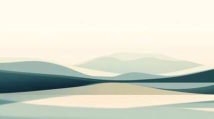 Wall Mural - Abstract Landscape with Curving Hills and White Background