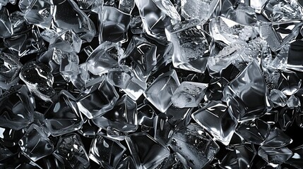 Close-up of  Clear Ice Cubes Against a Black Background