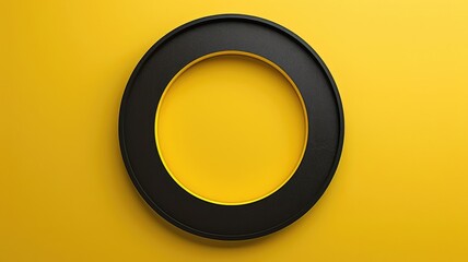 Wall Mural - Golden rings on a textured black surface. Luxury and elegance concept. Abstract art of contrast color with black and yellow with circle shape. Digital artwork of shape place on dark background. AIG53.