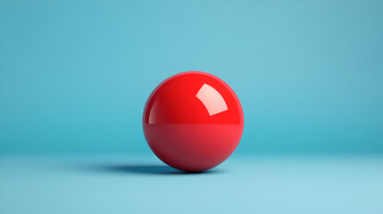 Sticker - Red Sphere on Blue Background - Minimalist 3D Design