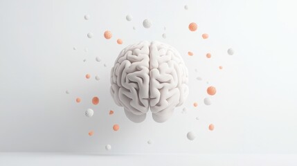 Balance Your Mind - 3D Brain Icon with Abstract Emotional Elements for Wellness Promotion