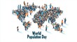 © CreativeVista - World Population Day Concept with World Map Made of People Silhouettes and Poster Design Template