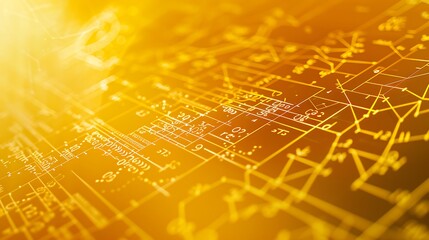 Detailed close-up of quadratic equations on a computer interface isolated on a yellow background 32k, full ultra hd, high resolution