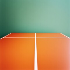 Poster - Minimalist Burnt Orange Table Tennis Surface with Sharp Shadows in Bright Sporty Aesthetic