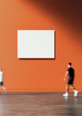 Poster - Dynamic Sports Hall Mockup with Burnt Orange Wall and Motion Blur Players