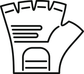 Poster - black line icon for bike glove protecting hand while cycling