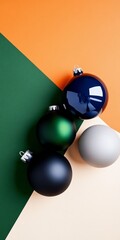 Poster - Minimalist Christmas Ornament Arrangement on Geometric Background - High-Resolution Stylish Holiday Decoration