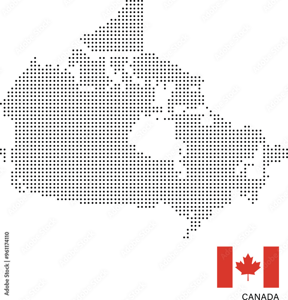 dotted Canada map with flag Stock Vector | Adobe Stock