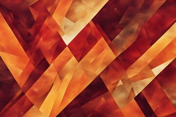 Wall Mural - Sharp angular lines in shades of crimson orange and gold crisscrossing in an abstract energetic, AI Generated