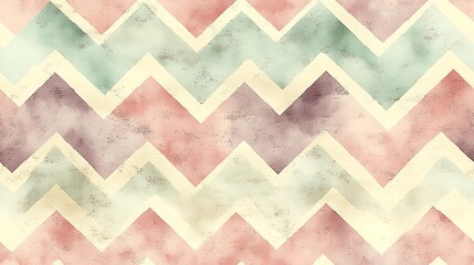 A seamless pastel chevron stripe pattern featuring alternating horizontal zigzags in soft shades of blush pink, light lavender, and pale mint green,