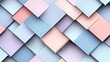 © LuvTK - A seamless pastel geometric pattern of overlapping squares and triangles in muted lavender, baby blue, and light coral, with clean lines and subtle shading for a soft,