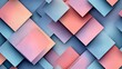 © LuvTK - A seamless pastel geometric pattern of overlapping squares and triangles in muted lavender, baby blue, and light coral, with clean lines and subtle shading for a soft,