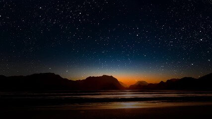 Wall Mural - a night sea sky with moon and stars