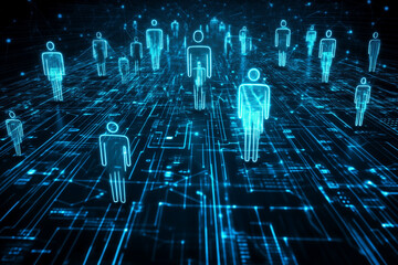 Poster - blue image of people connected by lines