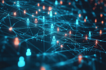 Poster - blue image of people connected by lines