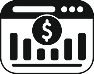 Poster - Simple vector icon representing a website displaying financial data such as a bar chart and a dollar symbol