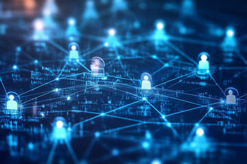 Poster - blue image of people connected by lines