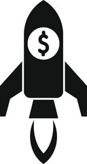 Sticker - Simple vector of a rocket launching with a dollar sign on the side, representing a successful business