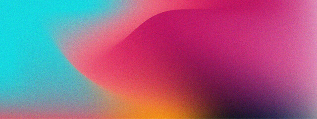 Poster - Grainy Background Wallpaper in Yellow Green Purple Red Gradient. Vibrant color gradient banner web header poster design. Bokeh background color gradient, ombre effect.