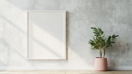 Poster - Modern Minimalistic Office Poster Mockup with Bright White Wall and Subtle Window Shadows