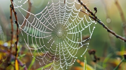 Sticker - Dew-Covered Spider Web