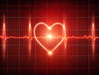© Ольга - red graph of a cardiogram of the heart with an image of the heart rate