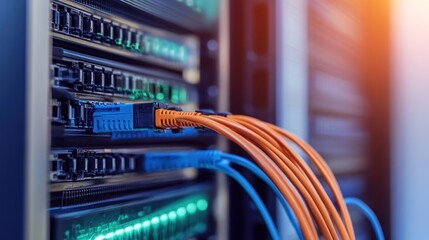 Canvas Print - Server Rack with Network Cables