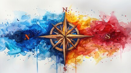 Wall Mural - compass rose and compass