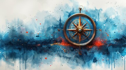 Wall Mural - compass rose and compass