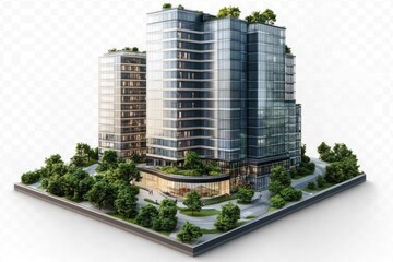 3d building real estate on transparent background , ai