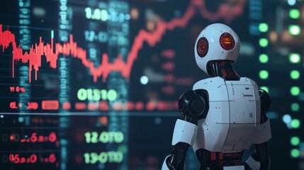 Poster - Robot Observing Stock Market Downturn