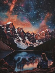 Wall Mural - mountains under the night sky