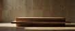 © ezra - Minimal wood podium with with sunlight background. Minimal wooden stand for branding and packaging presentation