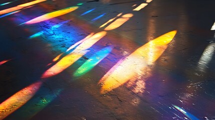 Poster - Captivating holographic surface that reflects a mesmerizing array of rainbow like patterns and colors under the direct illumination of vivid luminous light  This digital artwork showcases a dynamic